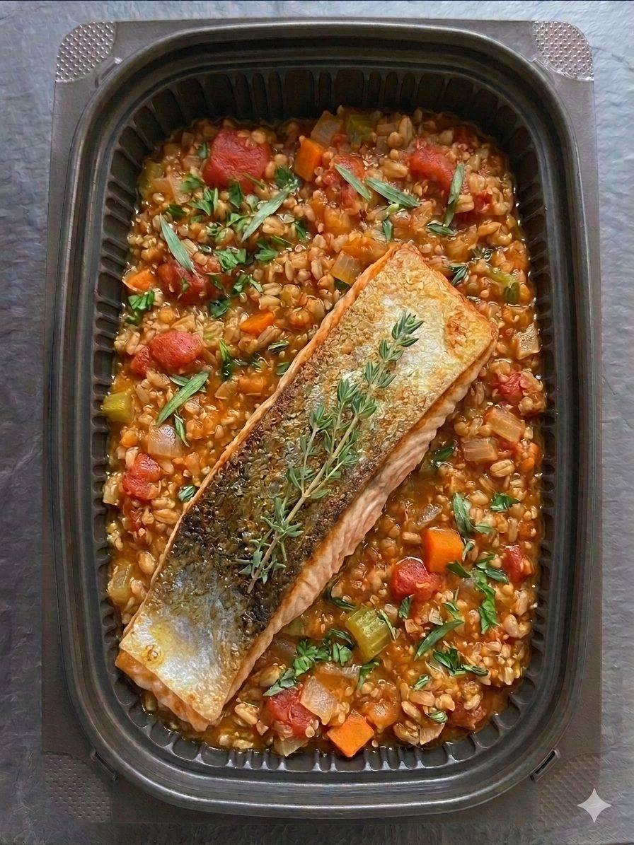 Creole-Style Jambalaya & Pan-Seared Salmon